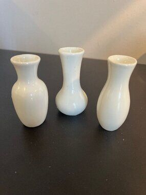Set of 3 Miniature Porcelain Vases - 2-3/4 Inches Tall